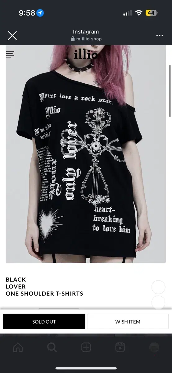 일리오 BLACK LOVER ONE SHOULDER T-SHIRTS